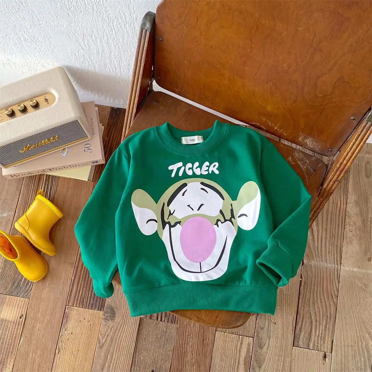 2024 Autumn Disney Cartoon Hoodie Round Collar Long Sleeved Tops Children's Clothes Loose Fashion Baby Boy Girl Sweatshirt 6M-4Y