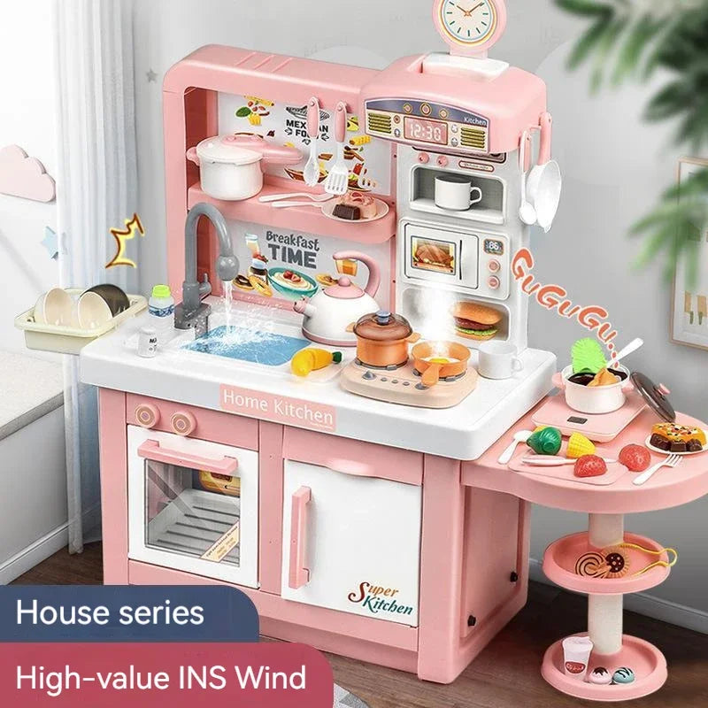 Children's Extra Large 100cm Kitchen Set with Simulated Kitchenware Children's Cooking Home Set