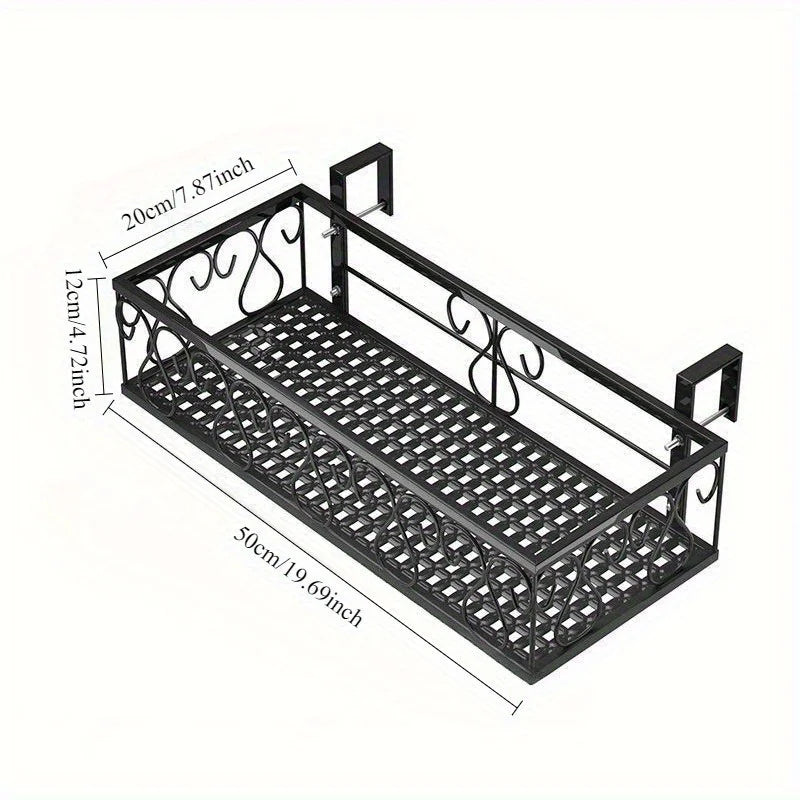 Balcony flower stand hanging wrought iron guardrail flower pot hanger succulent railing flower rack indoor window sill rack