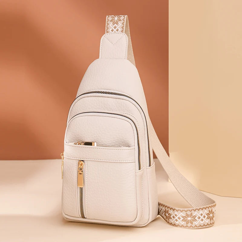 1 Piece of Solid Color Wide Shoulder Strap Crossbody Bag, Fashionable Chest Bag That Can Hold Mobile Phone