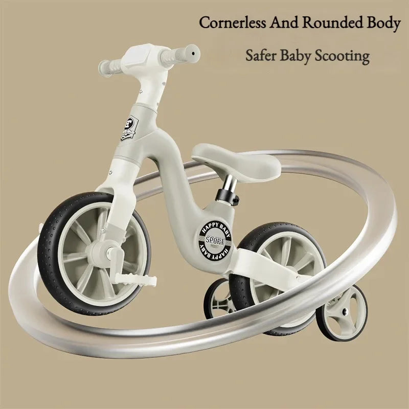 2-in-1 Children's Balance Bike Three Wheeled Multifunctional Pedals with Music Lighting Baby Walker Indoor and Outdoor Toys