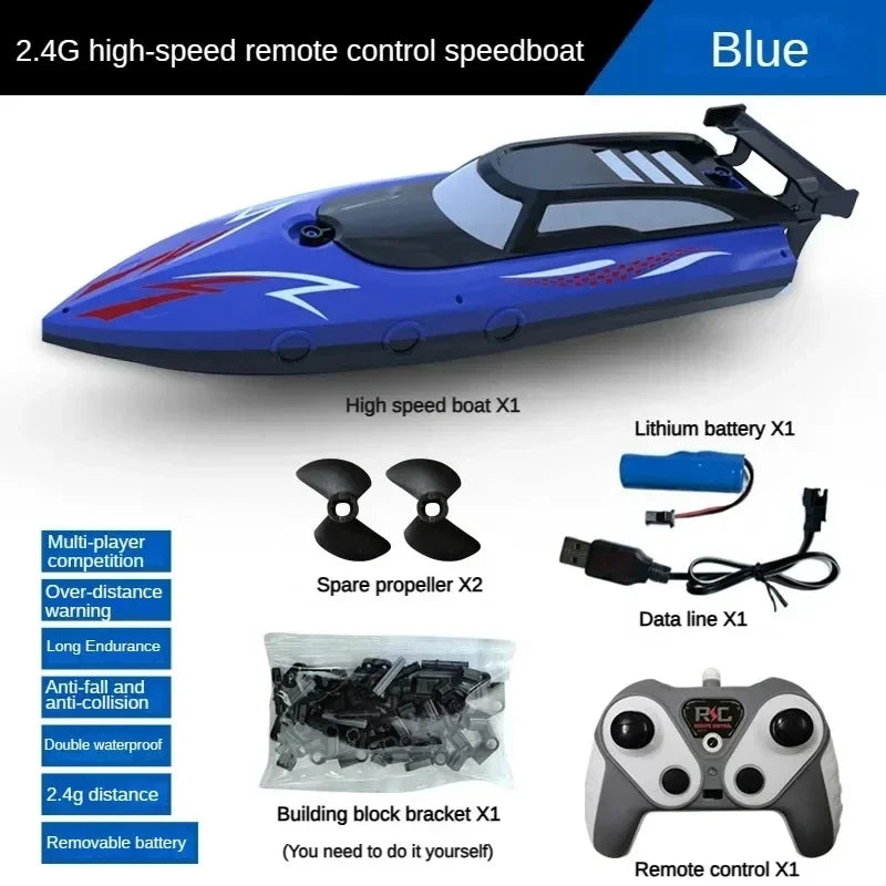 2.4GHz Toy Remote Boat Airship High Speed Boat Kids Water Toys Outdoor Toys Summer Gifts for Kids Waterproof Electric Toy Boat