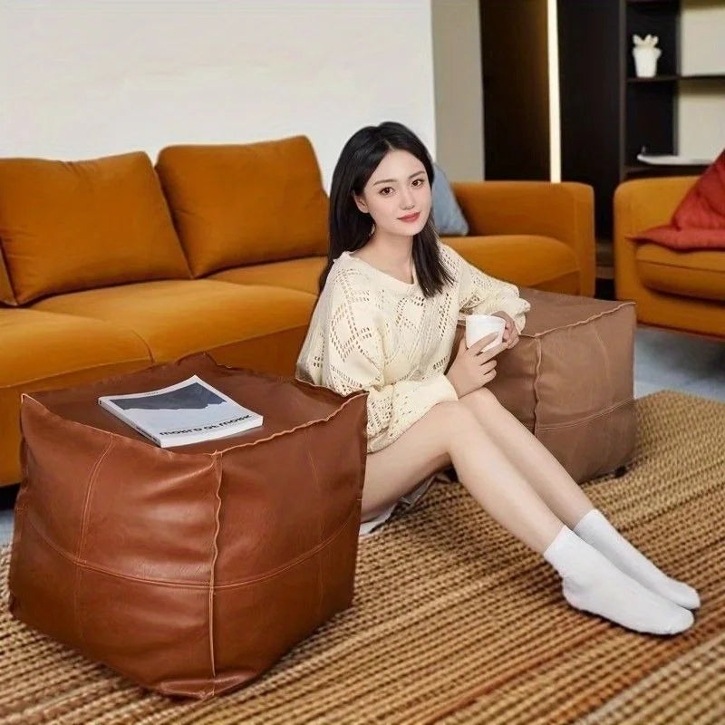 Light luxury leather pier tatami floor storage seat cushion living room household pier pu leather futon seat cushion