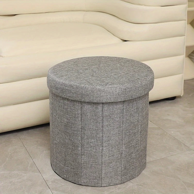 Creative Round Bucket Teddy Leather Stool Soft Fabric Ottoman Bench Home Makeup Chair with Storage