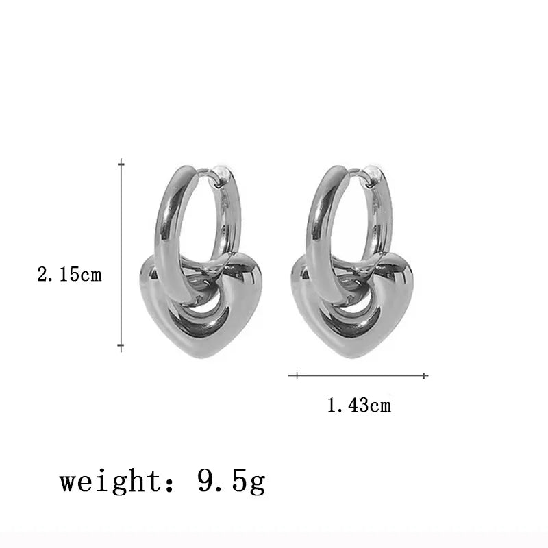 Heart-Shaped Stainless Steel Hoop Earrings