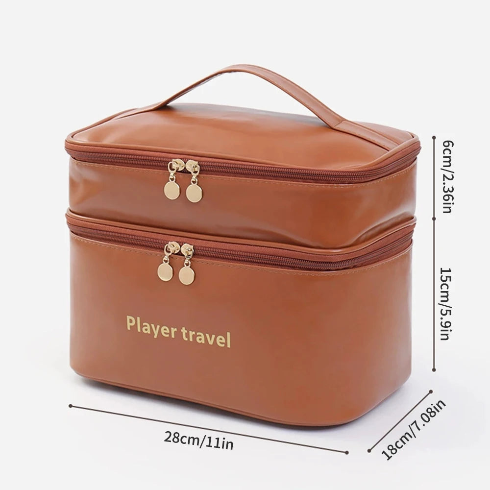 1PC Double-Layer Cosmetic Bag, Light Luxury And Fashionable Skin Care Product Storage Bag, Travel Large-Capacity Toiletry Bag
