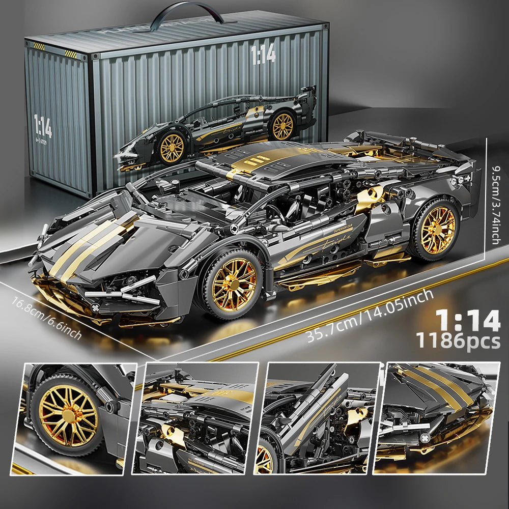 ToylinX 1:14 Building Blocks Car MOC City Speed Car Luxury Auto Racing Vehicle with Super Racers Bricks Toys for Children Gift