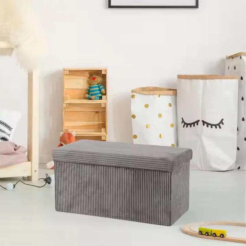 Popular flannel striped storage stool folding stool home flannel finishing storage stool shoe changing stool