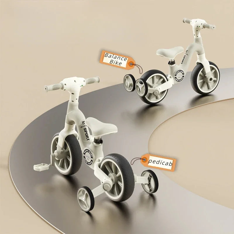 2-in-1 Children's Balance Bike Three Wheeled Multifunctional Pedals with Music Lighting Baby Walker Indoor and Outdoor Toys
