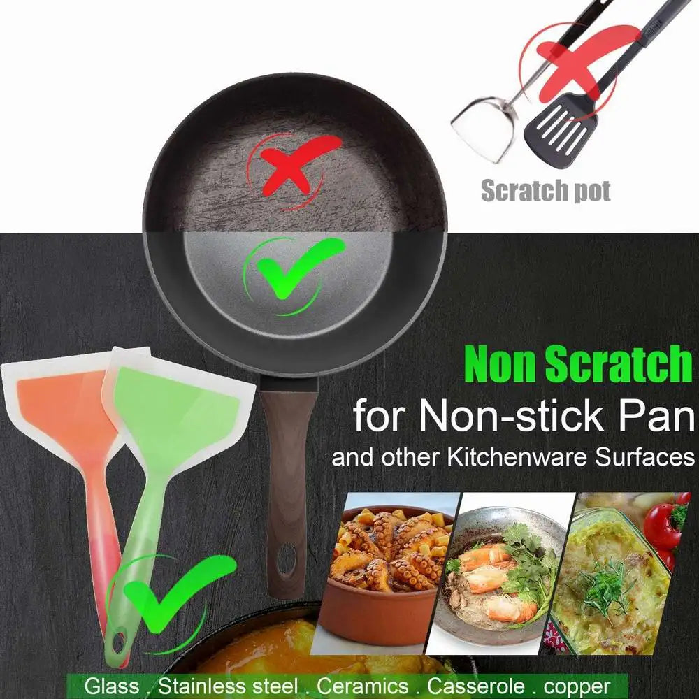 Silicone Spatula Pancakes Shovel 1PC Non-Stick Heat-Resistant Wide Flat Turner For Egg Tamales Pizza Random Color