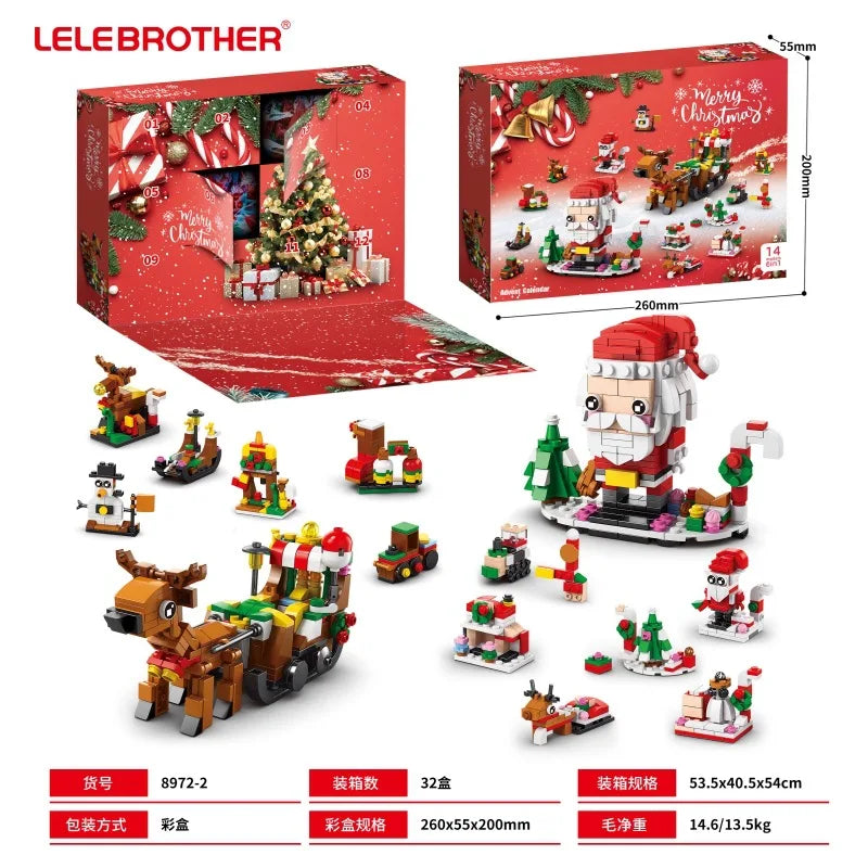 Surprise Christmas Advent Calendar Blind Box Christma Building Blocks Toys Kids Sets Santa Claus Toys Set Children’s Gifts﻿