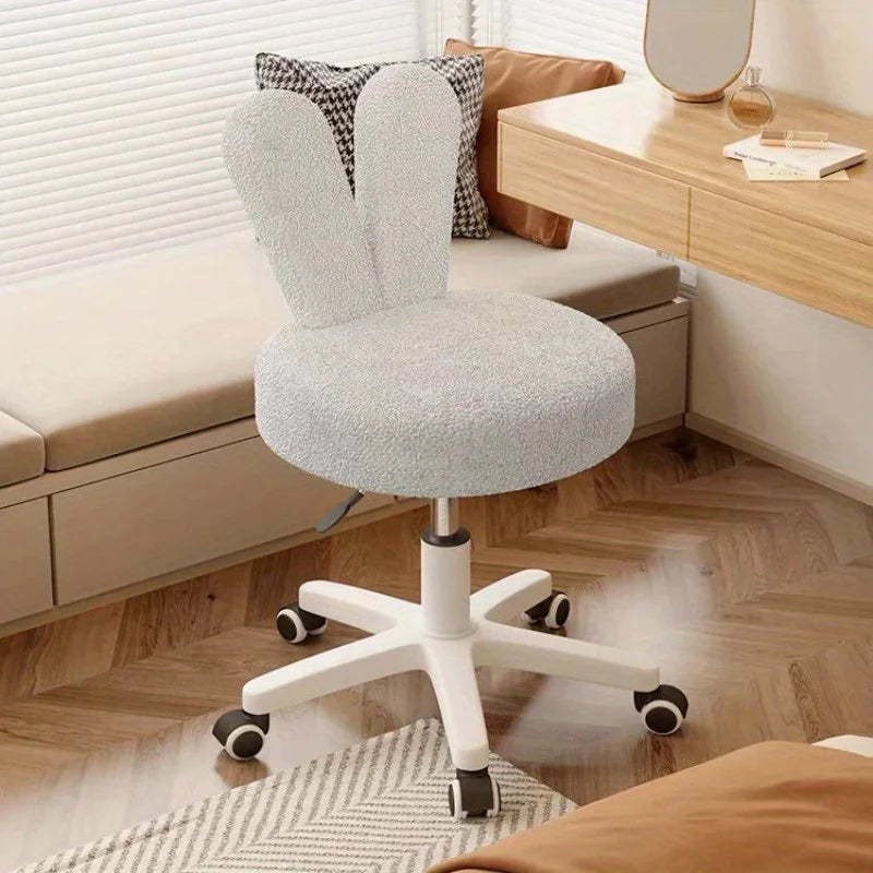 Rabbit Ear Makeup Chair Cream Wind Lamb Fleece Chair Bedroom Computer Back Chair Nail Shop Cartoon Lifting Dressing Stool