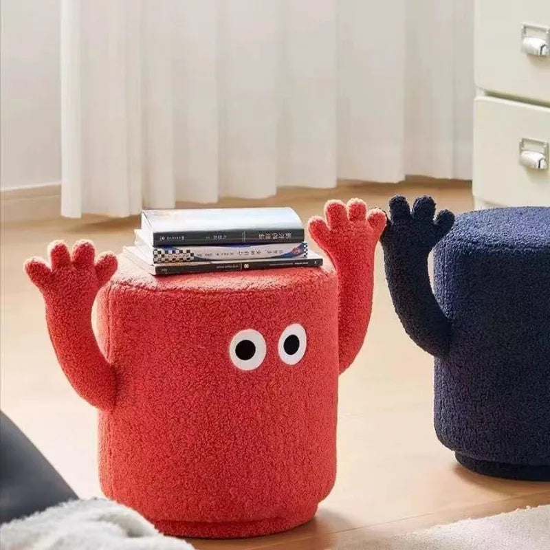 Hand stool soft pack, low stool lamb cashmere creative design, low stool home porch shoe changing stool, footstool