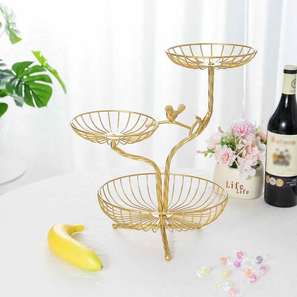 1PC Removable Household Wrought Iron Fruit Basket Fashion Creative Fruit Drain Desktop Storage Basket