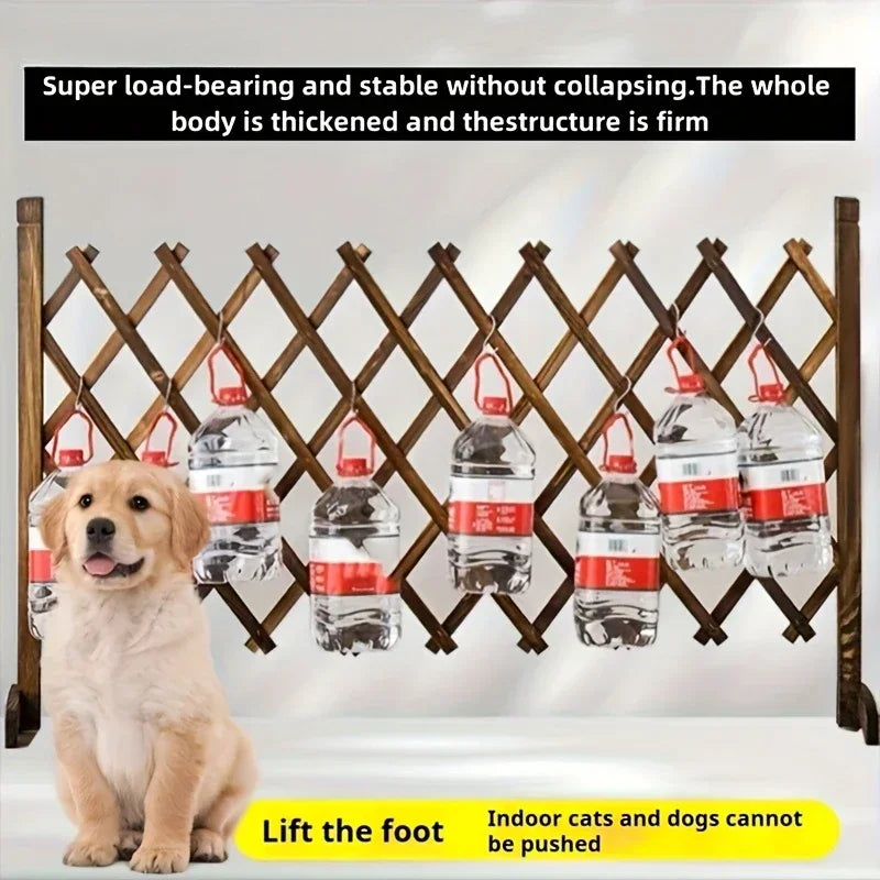 Retractable Wooden Pet Gate for Dogs Cats - Easy Install Indoor Safety Barrier for Home, Bedroom, Doorway & Stairs