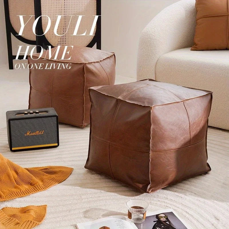 Light luxury leather pier tatami floor storage seat cushion living room household pier pu leather futon seat cushion