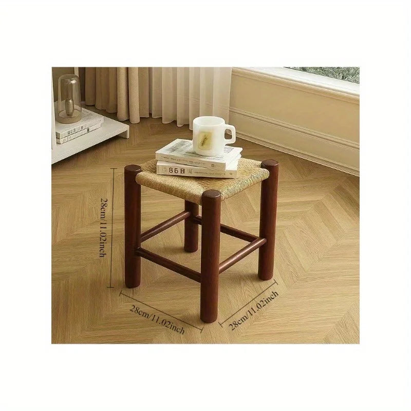 Shoe changing stool, woven stool, medieval rope woven stool, ins style Nordic solid wood home low stool with