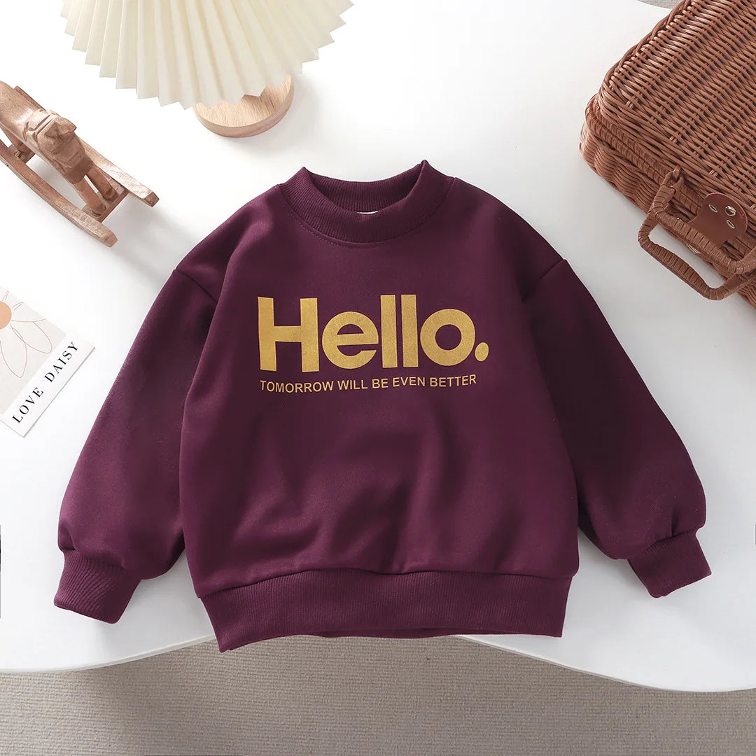 Baby Girls Boys Sweatshirt Kids Letter Hoodies Toddler Autumn Outerwear Winter Children's Clothing