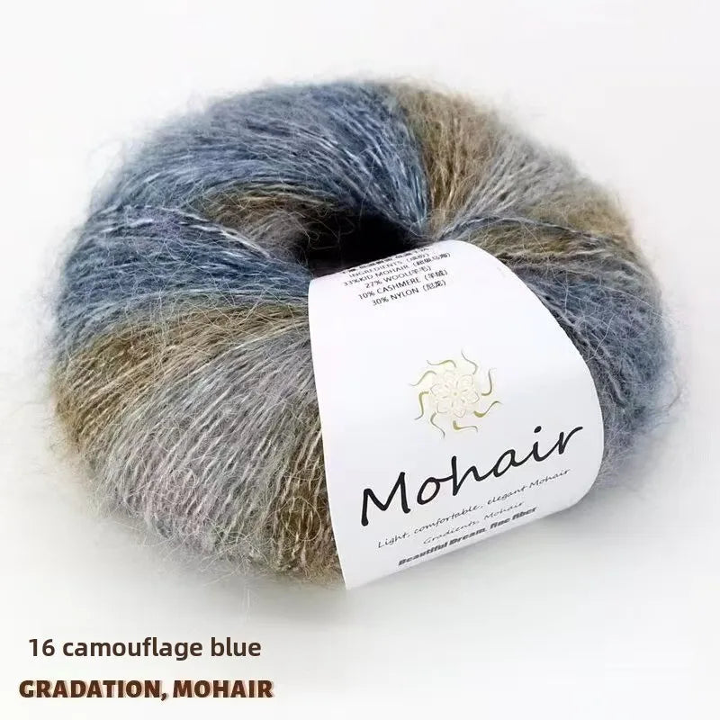 Silk gradual change mohair, hand DIY woven color wool super soft, plush bright silk wool ball