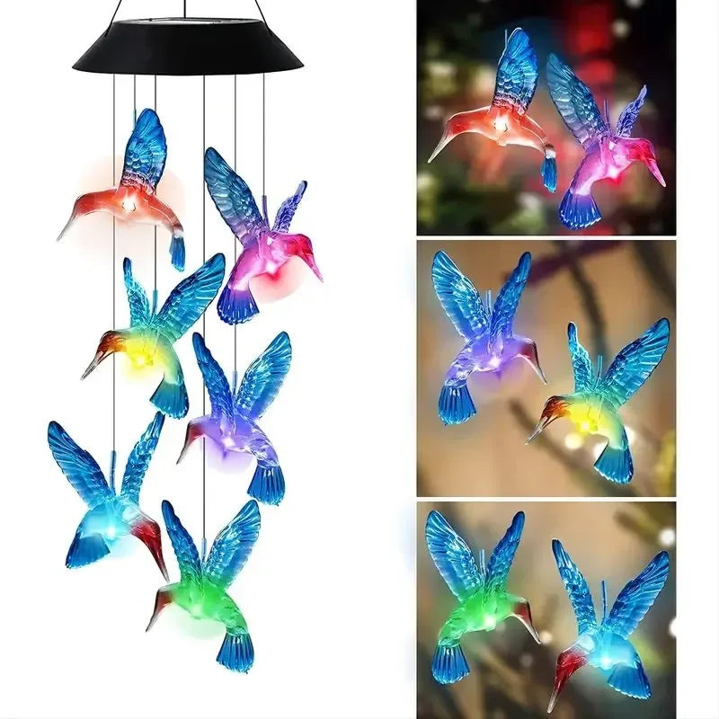 1set Blue Wind Chimes Solar Power Generation for Courtyard and Outdoor Decoration Wind Chimes and Pendants1set Blue Wind Chimes