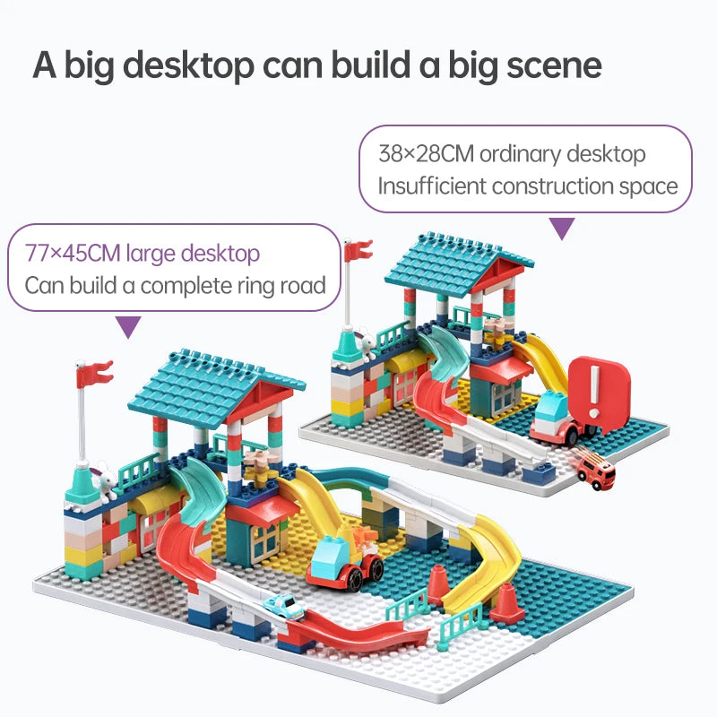 Activity Water Table 5-in-1 Kids Toys and Chair Set with 143pcs Large Marble Run DIY Building Block for Kids Ages 3+