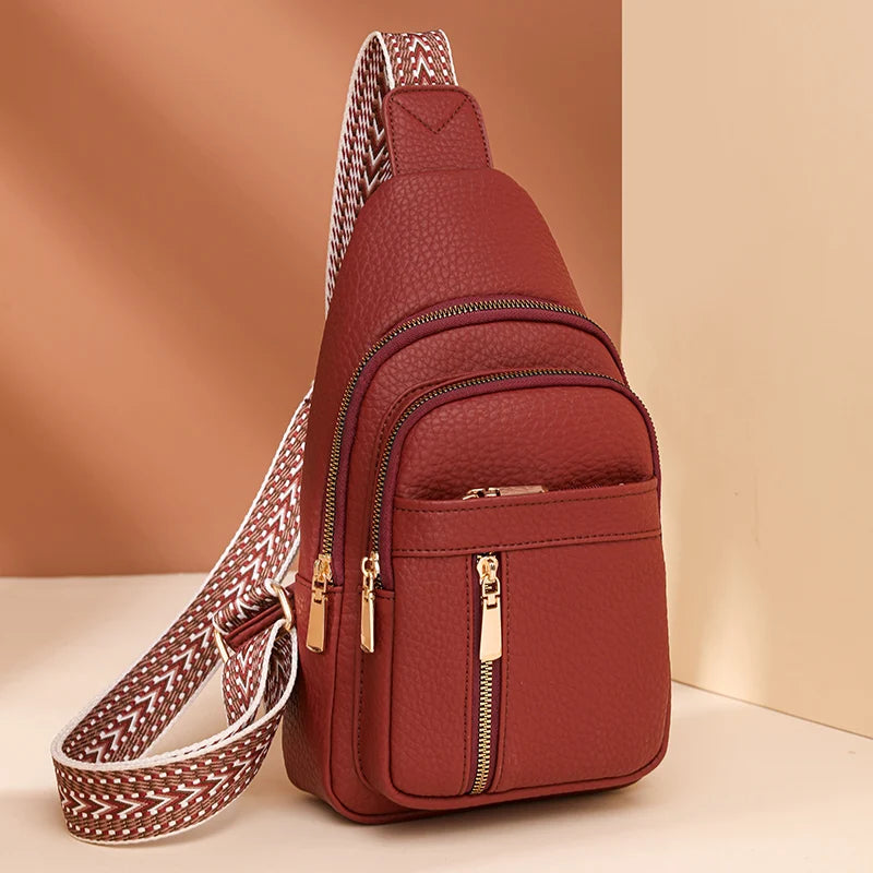 1 Piece of Solid Color Wide Shoulder Strap Crossbody Bag, Fashionable Chest Bag That Can Hold Mobile Phone
