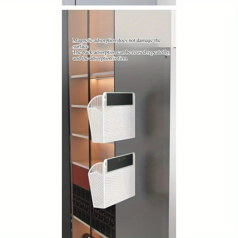Kitchen, refrigerator rack, no punching, side storage, side magnetic magnetic plastic wrap bag, seasoning box, various artifacts