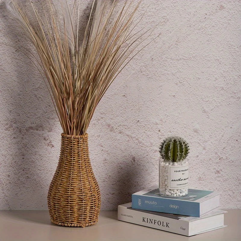 Handmade vintage creative imitation rattan floor vase. Indoor decoration, balcony coffee table flower arrangement tube