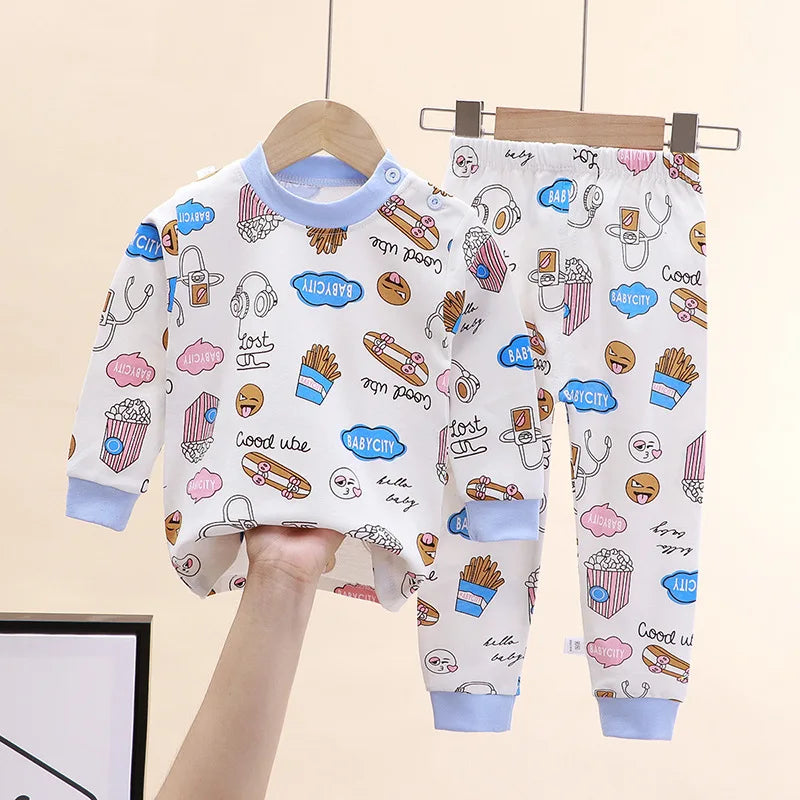 Baby Fall Clothes Cartoon Animal Sleepwear Children Pajamas Sets Unisex Kids Autumn Clothing Durable Soft Warm Comfort