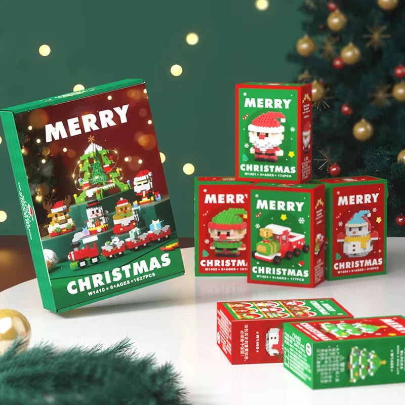 DIY Model Christmas Building Block Santa Claus Snowman Christmas Tree Building Block Toy  Christmas Decoration Party Favours
