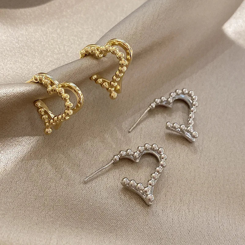 Double Layered Heart Stud Earrings
