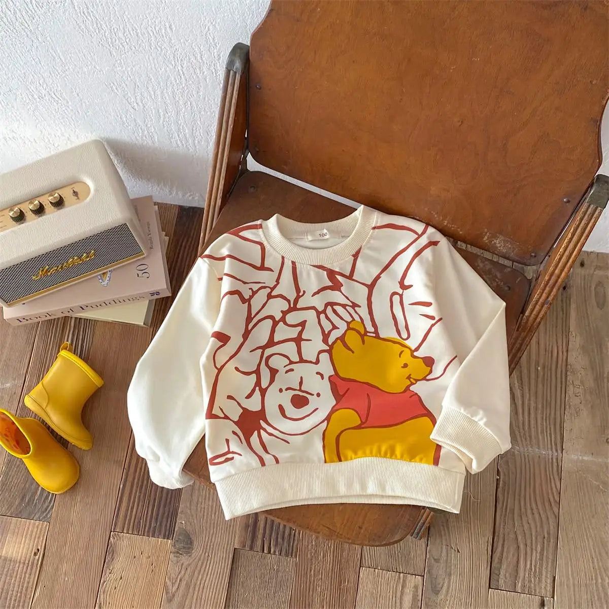2024 Autumn Disney Cartoon Hoodie Round Collar Long Sleeved Tops Children's Clothes Loose Fashion Baby Boy Girl Sweatshirt 6M-4Y