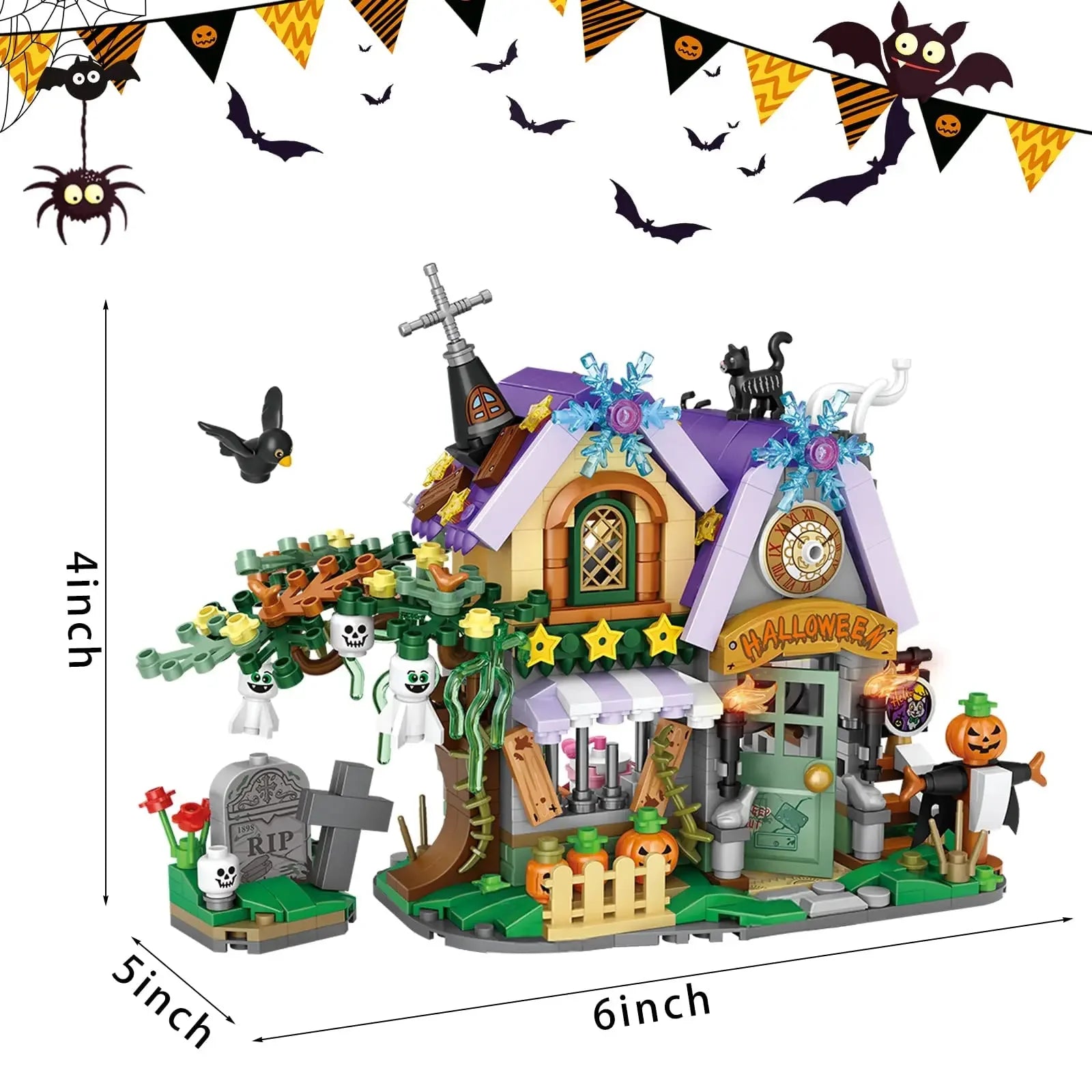 ToylinX 783PCS Creative Building Block Hut Pumpkin Element Mini Bricks Building Toys Birthday Halloween Gift for Kids and Adults