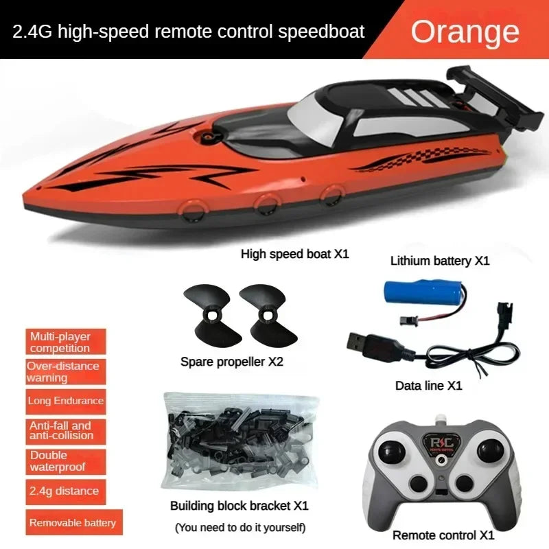 2.4GHz Toy Remote Boat Airship High Speed Boat Kids Water Toys Outdoor Toys Summer Gifts for Kids Waterproof Electric Toy Boat