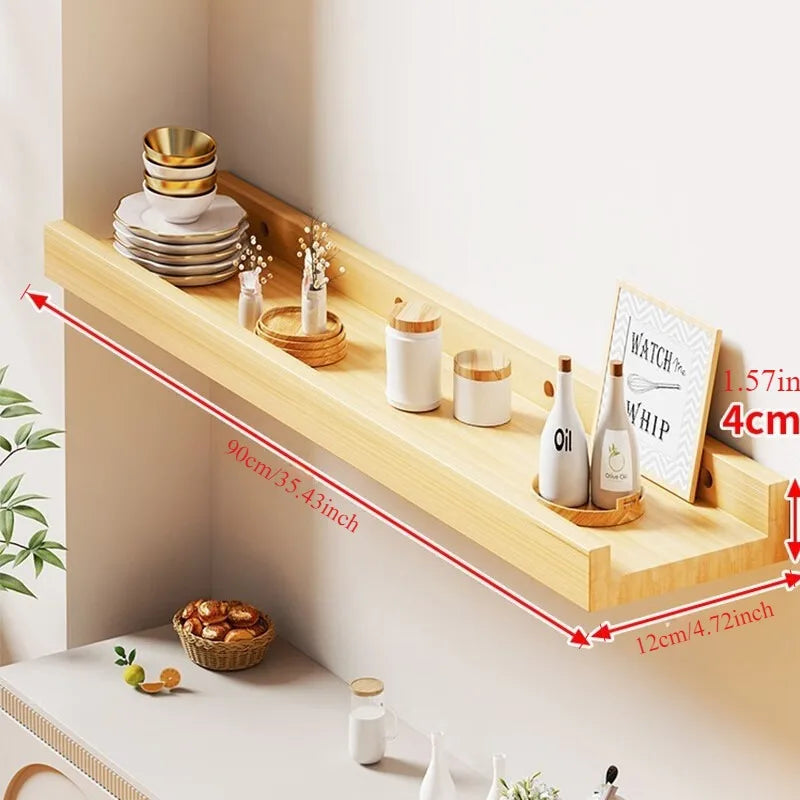 Solid wood wall shelf wall wall wall hanging wall baffle bookshelf living room bedroom shelf wooden board storage rack
