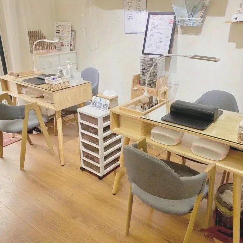 Solid wood manicure table Japanese single manicure table small Internet celebrity manicure table chair workbench