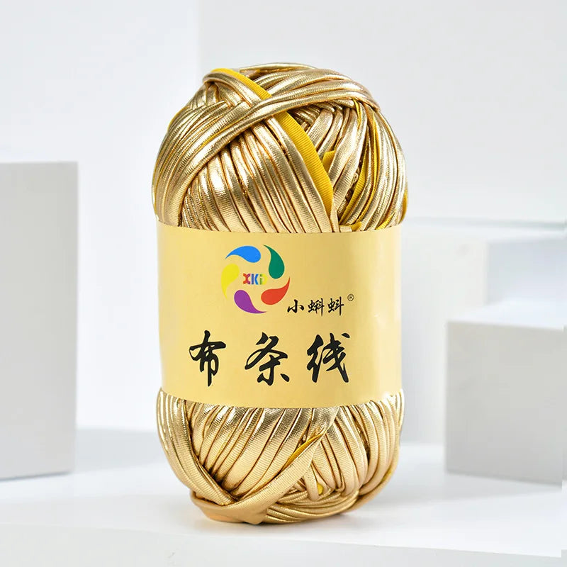 Metal texture cloth line personalized wool DIY woven bag bright leather hand woven material