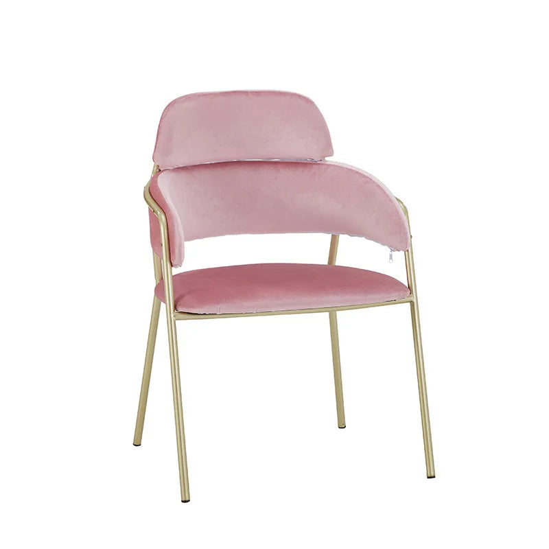 Nordic wrought iron back armrest dining chair light luxury simple Internet celebrity gold manicure makeup chair restaurant