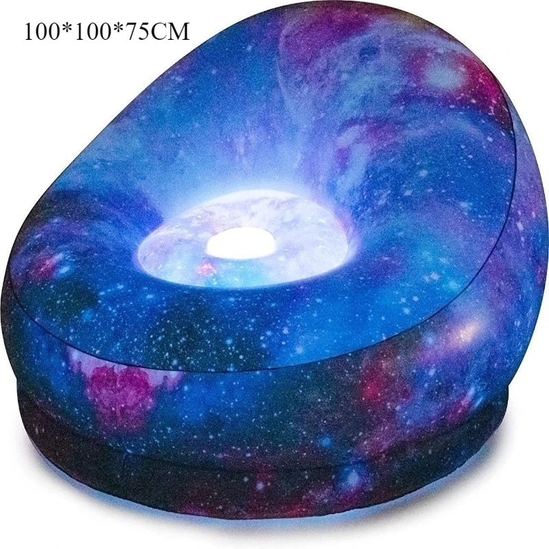 2025 new PVC inflatable luminous sofa single lazy sofa chair, outdoor leisure gypsy sofa bed stool