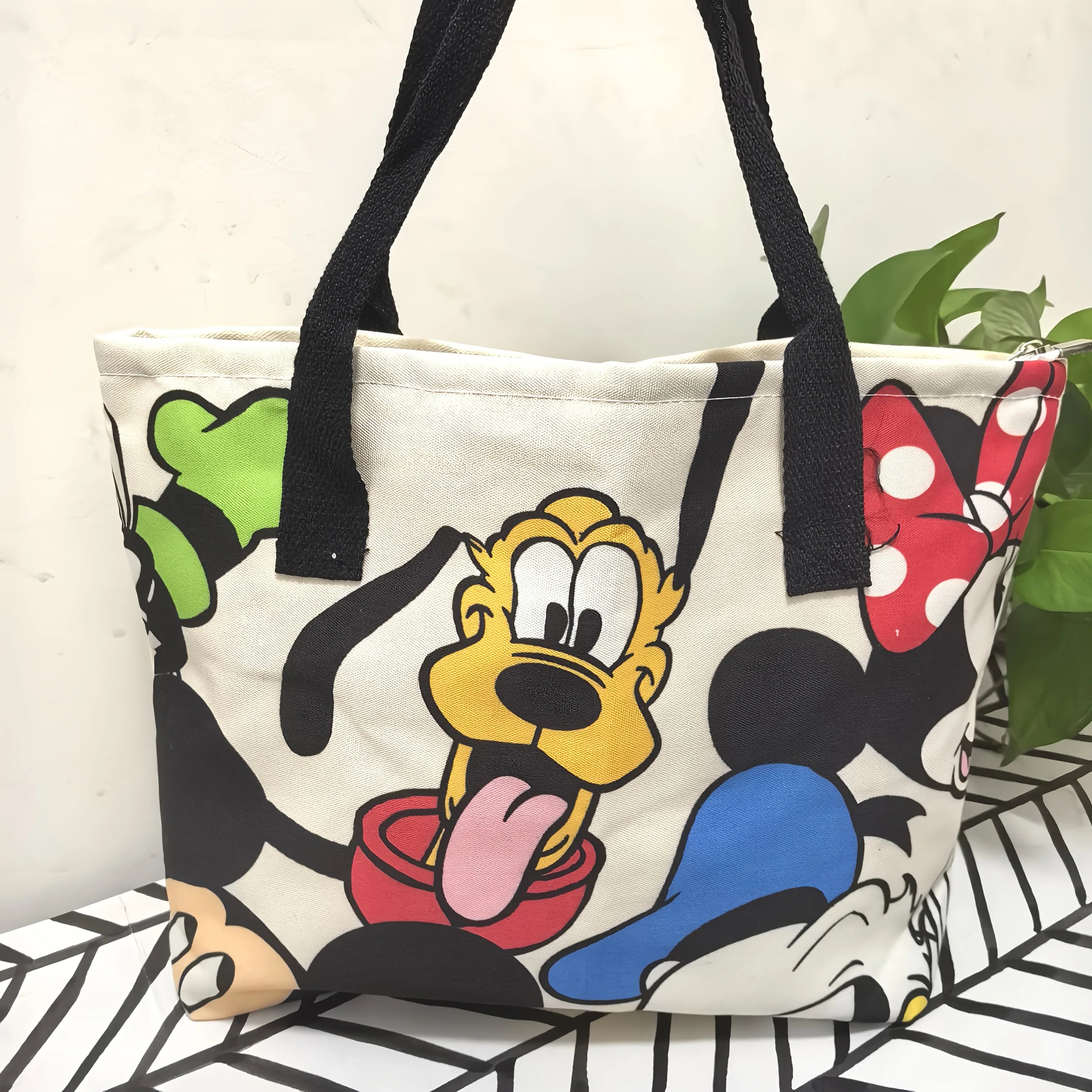 Cartoon Mickey Fashion Versatile LargeCapacity Canvas Shoulder Bag Women's Casual Versatile Tote Bag Student Class Handbag