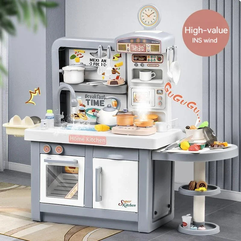 Children's Extra Large 100cm Kitchen Set with Simulated Kitchenware Children's Cooking Home Set