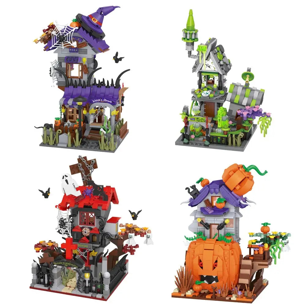 TOYLINX Halloween Series Decorative Building Block Cabin Model - Home Decor ABS Building Block Toys, Festive Gifts for Kids