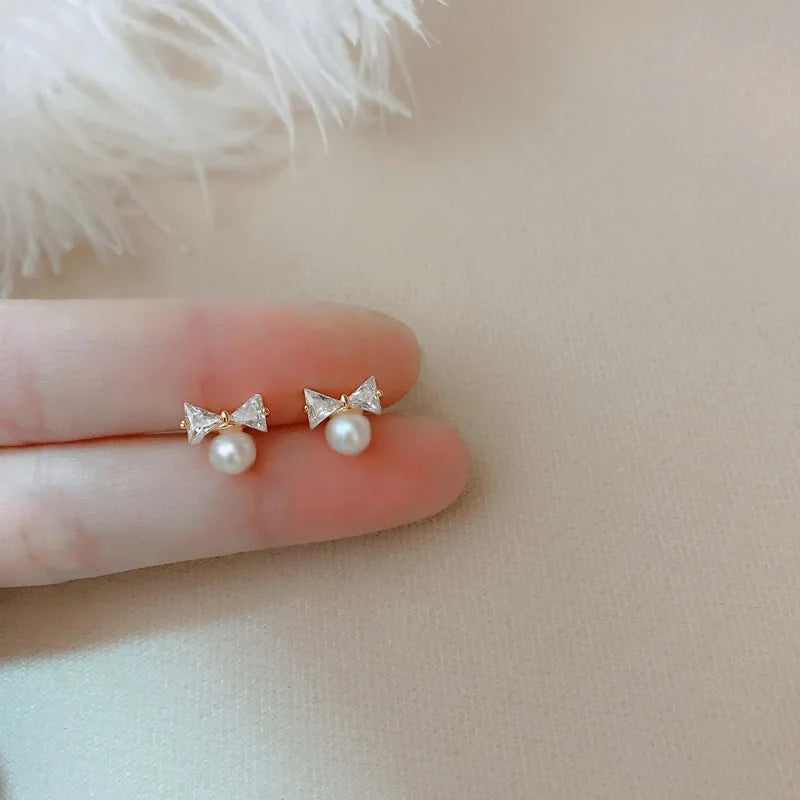 Fashion Cute Simple Bowkont Stud Earrings