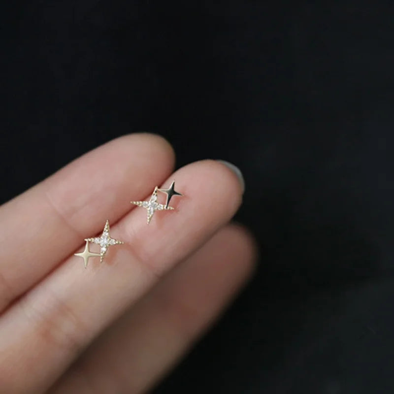 Avenneth New Fashion Stud Earrings For Women Banquet Asymmetry Cross Star Silver Color Earring Jewelry Vintage Accessories Gifts