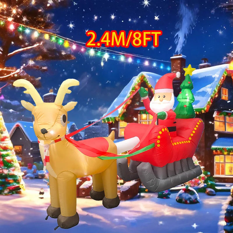 Inflatable Toys Santa Cartoon Vehicle Christmas Decorations Model Party New Year Yard Props Indoor Outdoor Xmas Garden Decor
