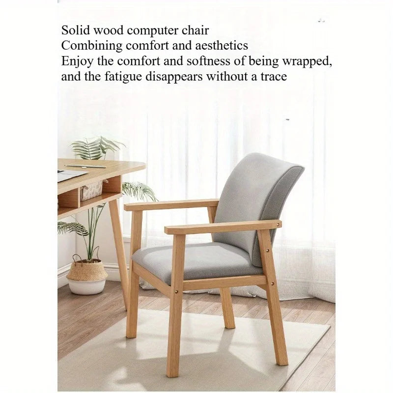 Wooden chair Computer chair Comfortable sedentary home back chair Office reception chair Learning to write study desk chair