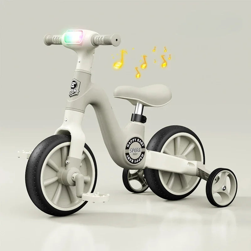 2-in-1 Children's Balance Bike Three Wheeled Multifunctional Pedals with Music Lighting Baby Walker Indoor and Outdoor Toys
