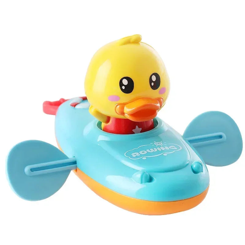 1 pcs Cute Cartoon Duck Bath Toys Classic Water Toy Back Rowing Boat  Baby Bathing Swim Duck Chain Clockwork Toy for Children