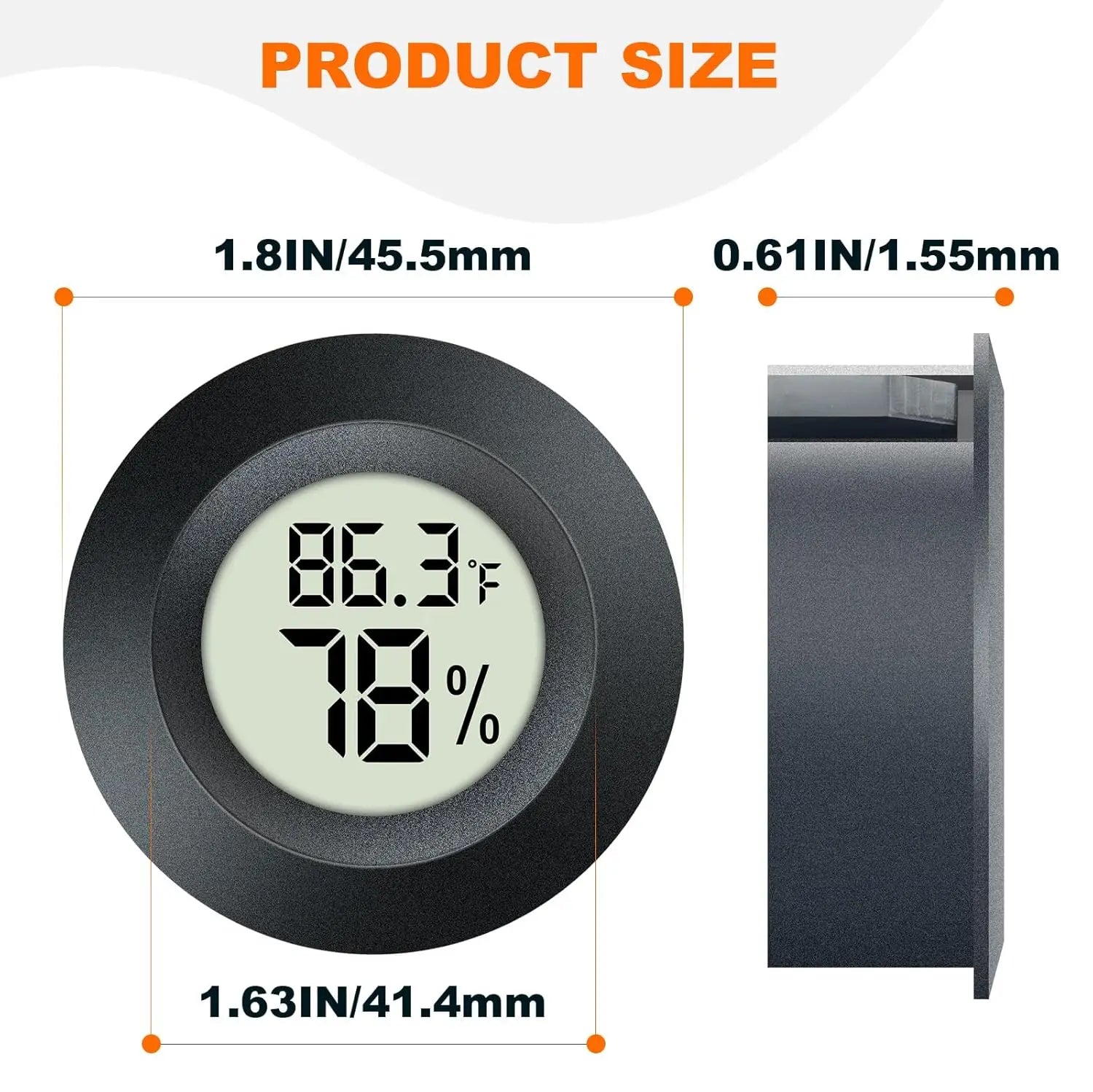 2/4 Pcs Mini Hygrometer Thermometer Fahrenheit or Celsius Meter Digital LCD Monitor Indoor Room Round Humidity Temperature Gauge