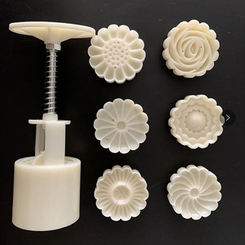 1set/2set Three-Dimensional Rose-Shaped Mooncake Mold, Hand-Pressing Mid-Autumn Festival Mooncake Mold Diy Baking Set